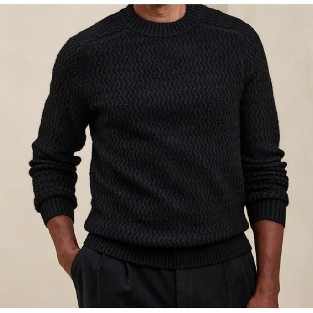 ZigZag Crew-Neck Velvet Sweater